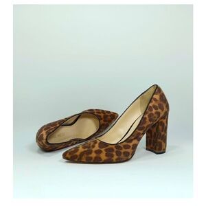 NINE WEST Leopard Print Block Heel Pumps